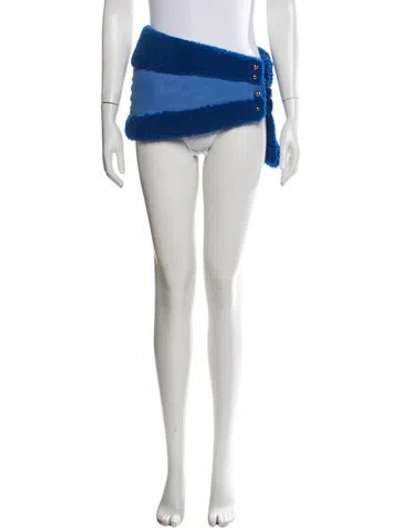 Pre-owned Laquan Smith Lambskin Mini Skirt W/ Tags In Blue