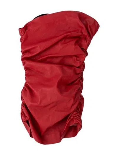 Pre-owned Laquan Smith Lambskin Square Neckline Top In Red