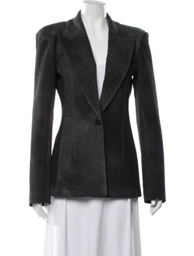 Pre-owned Laquan Smith Leather Blazer In Grey