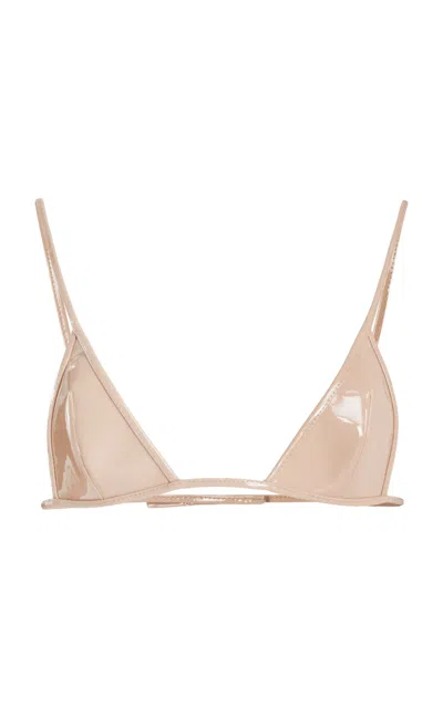 Laquan Smith Leather Bra Top In Light Pink