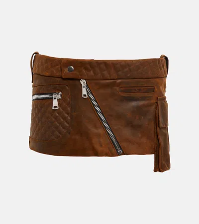 Laquan Smith Cargo-minirock Aus Leder In Brown