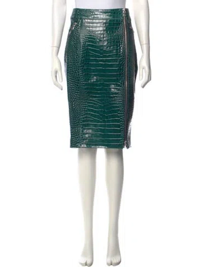 Pre-owned Laquan Smith Leather Knee-length Skirt In Green