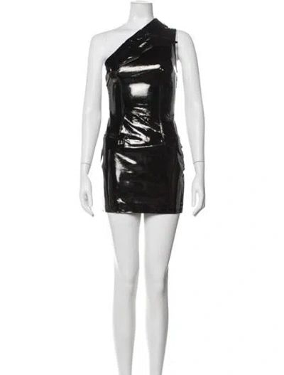 Pre-owned Laquan Smith Leather Mini Dress In Black