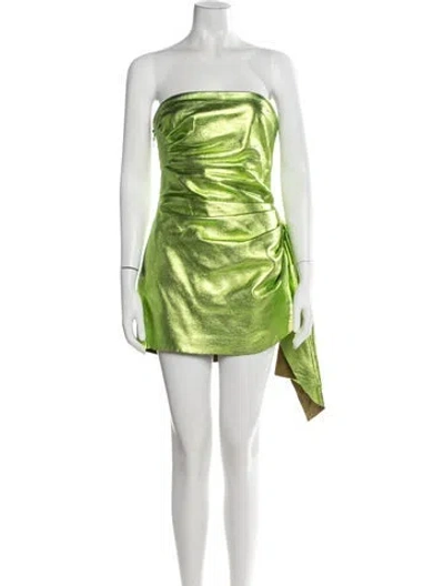 Pre-owned Laquan Smith Leather Mini Dress In Green