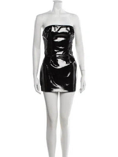 Pre-owned Laquan Smith Leather Mini Dress W/ Tags In Black