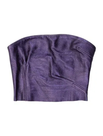 Pre-owned Laquan Smith Leather Scoop Neck Crop Top In Purple