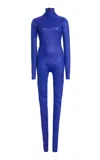 Laquan Smith Leather Turtleneck Catsuit In Royal Blue