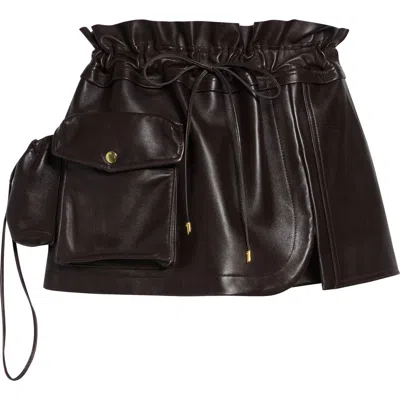 Laquan Smith Leather Utility Miniskirt In Black
