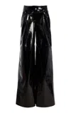 Laquan Smith Leather Wide Leg Pants In Black