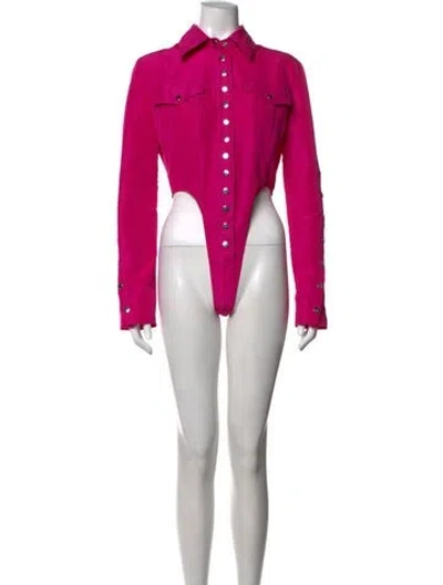 Pre-owned Laquan Smith Long Sleeve Bodysuit In Pink