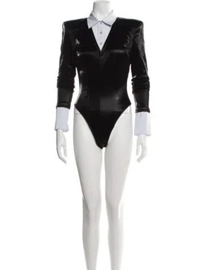Pre-owned Laquan Smith Long Sleeve Bodysuit W/ Tags In Black