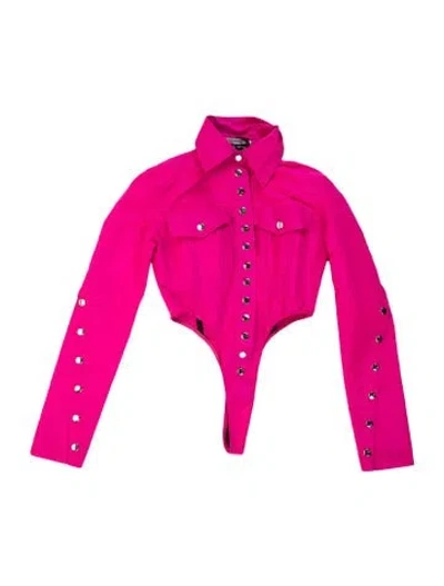 Pre-owned Laquan Smith Long Sleeve Bodysuit W/ Tags In Pink