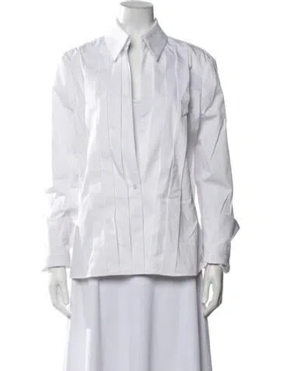 Pre-owned Laquan Smith Long Sleeve Button-up Top W/ Tags In White