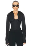 Laquan Smith Long Sleeve Collared Corset Top In Animal Print