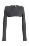 Laquan Smith Long Sleeve Crop Top In Grey