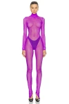 Laquan Smith Long Sleeve Jumpsuit In Grape