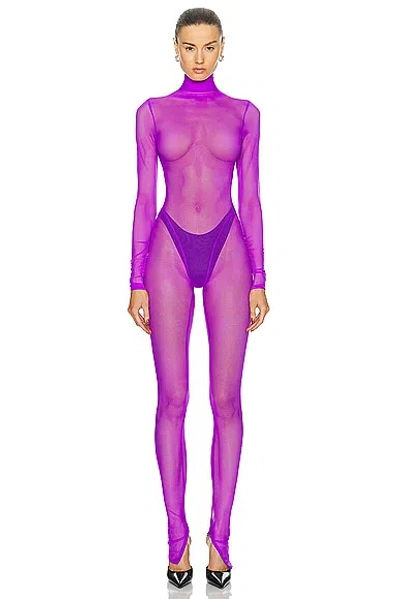 Laquan Smith Long Sleeve Jumpsuit In Grape