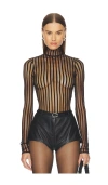 Laquan Smith Long Sleeve Mock Neck Bodysuit In Black