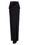 Laquan Smith Low Rise Jersey Maxi Skirt With Train