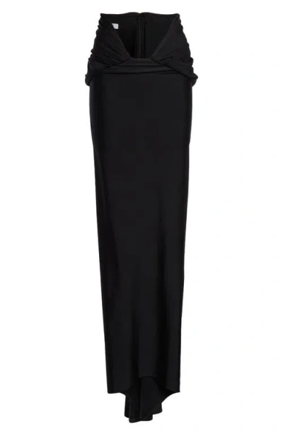 Laquan Smith Low Rise Jersey Maxi Skirt With Train