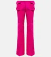 Laquan Smith Low-rise Satin Cargo Pants In Fuchsia