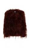 Laquan Smith Marabou Coat In Brown