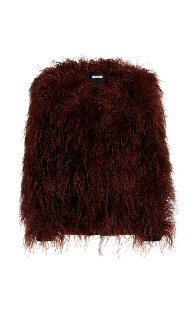 Laquan Smith Marabou Coat In Brown