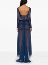 Laquan Smith Mesh-design Bodysuit In Blue