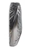 Laquan Smith Metallic Draped Slit Skirt In Silver