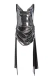 Laquan Smith Metallic Ruched Mini Dress In Silver