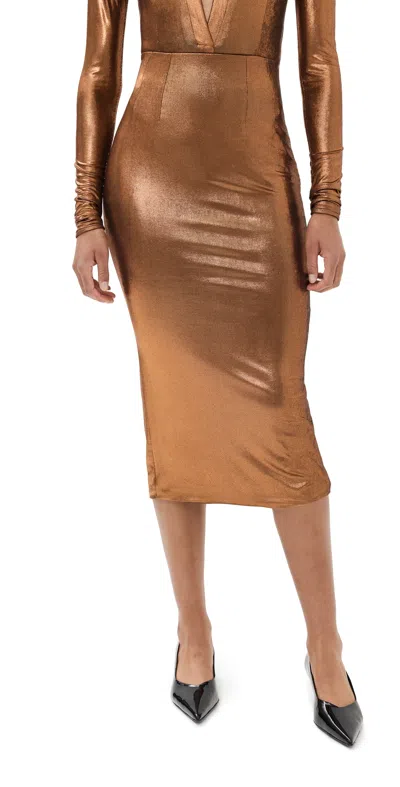 Laquan Smith Mid Length Skirt Copper