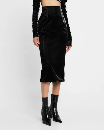 Laquan Smith Midi Pencil Skirt In Black
