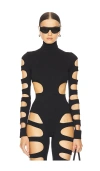 Laquan Smith Mock Neck Bodysuit In 黑色
