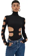 Laquan Smith Mock Neck Bodysuit In Black