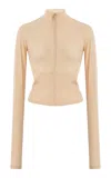 Laquan Smith Mock Neck Jacket In Neutral