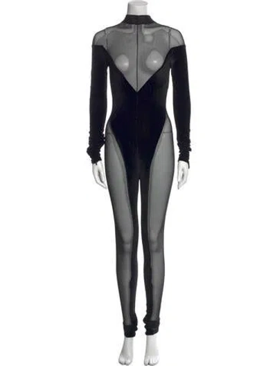 Pre-owned Laquan Smith Mock Neck Jumpsuit In Black