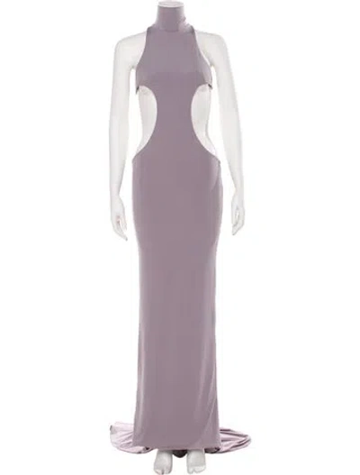 Pre-owned Laquan Smith Mock Neck Long Dress W/ Tags In Grey