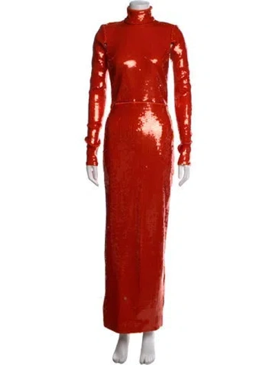 Pre-owned Laquan Smith Nylon Long Dress In Orange