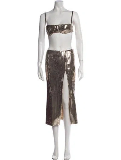 Pre-owned Laquan Smith Nylon Skirt Set In Gold