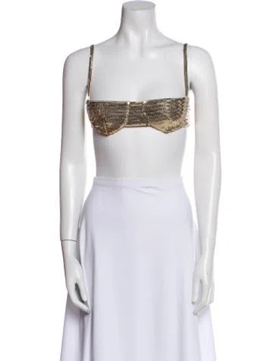 Pre-owned Laquan Smith Nylon Square Neckline Crop Top In Silver