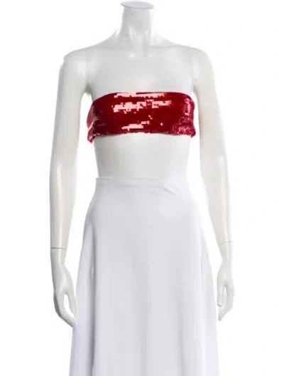 Pre-owned Laquan Smith Nylon Strapless Crop Top W/ Tags In Red