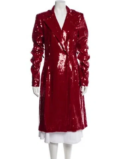 Pre-owned Laquan Smith Nylon Trench Coat In Red
