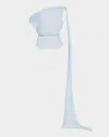 Laquan Smith Off-the-shoulder Drape Silk Chiffon Top