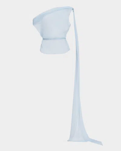 Laquan Smith Off-the-shoulder Drape Silk Chiffon Top