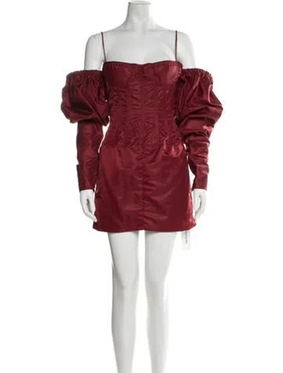 Pre-owned Laquan Smith Off-the-shoulder Mini Dress In Red