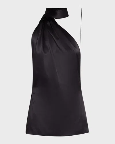 Laquan Smith One Shoulder Top With Scarf Detail In Black