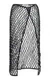 Laquan Smith Open-net Leather Midi Skirt In Black