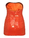 Laquan Smith Strapless Embellished Lace Mini Dress With Boning Detail In Orange