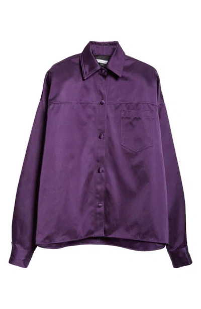 Laquan Smith Oversize Button-up Shirt In Grape
