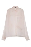 Laquan Smith Oversize Silk Organza Button-up Shirt In Pink